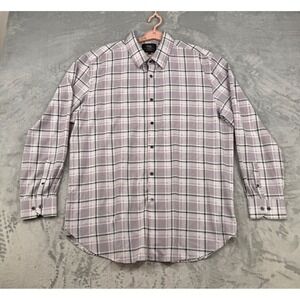 WRK Shirt Mens 18 White Purple Windowpane Check 4-Way Stretch Flip Cuff